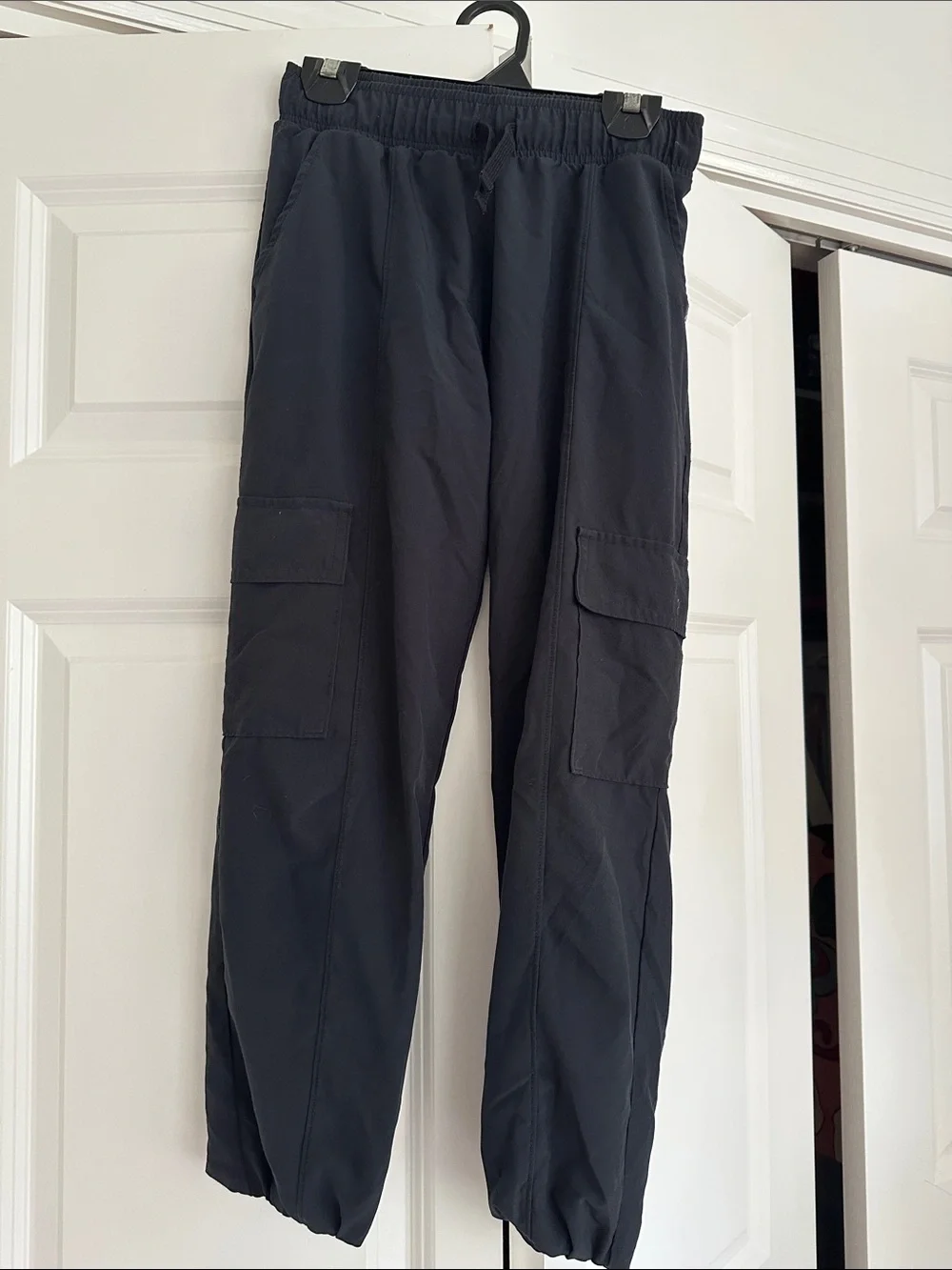abercrombie kids Black Cargo Jogger Pants